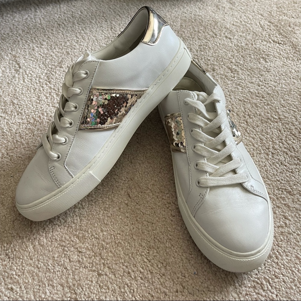 Tory Burch white and gold sneakers